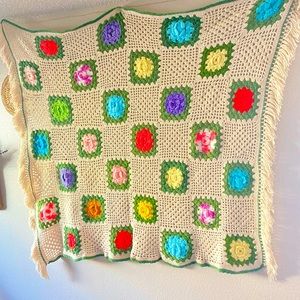 Rose granny square blanket